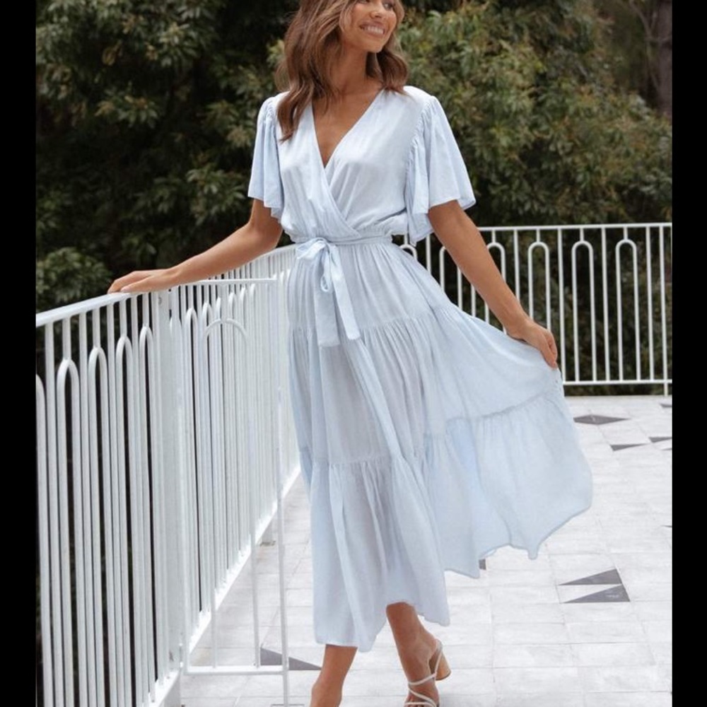 NWT petal and pup light blue barker dress